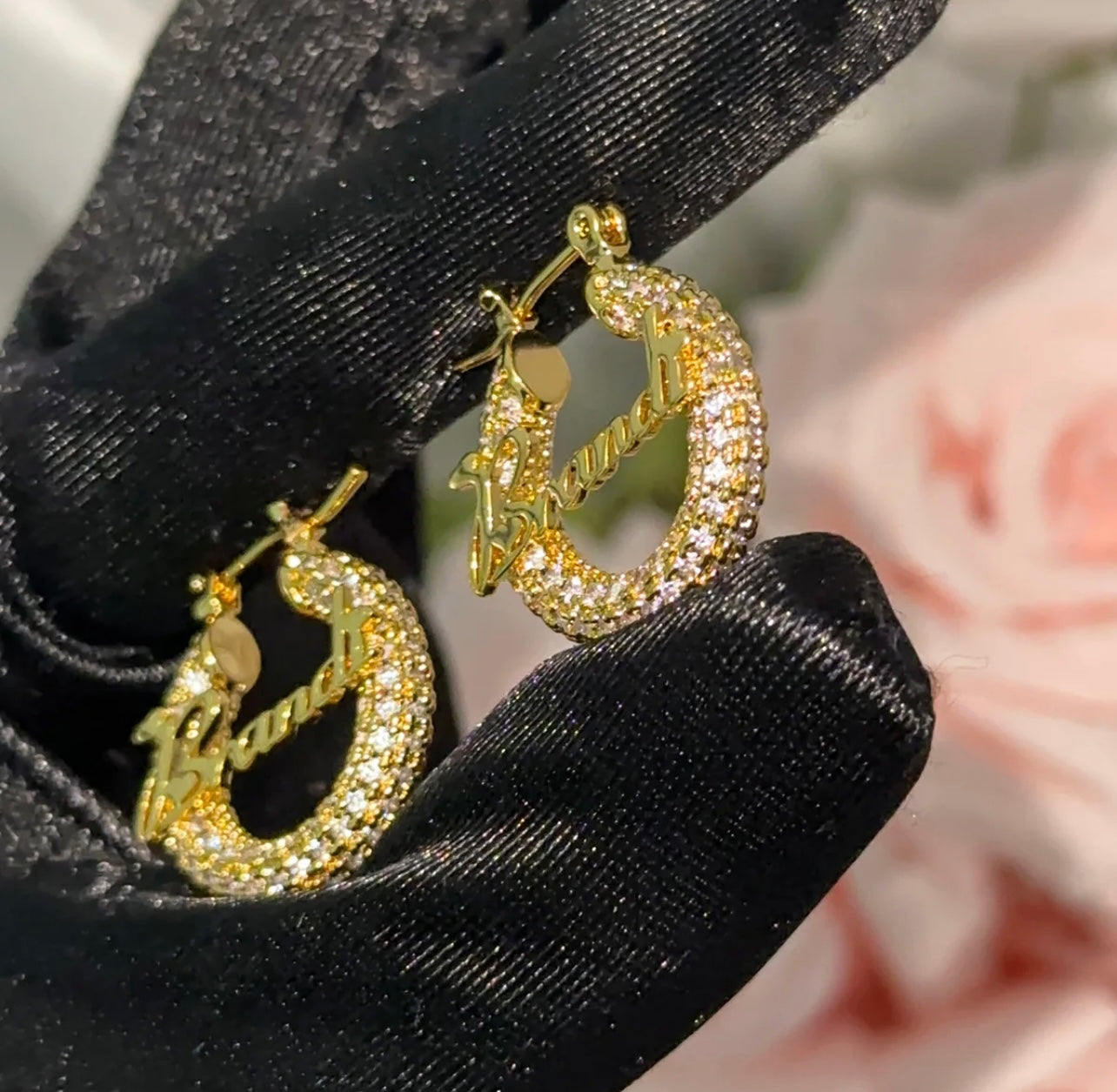 Diamond Mini Name Hoops