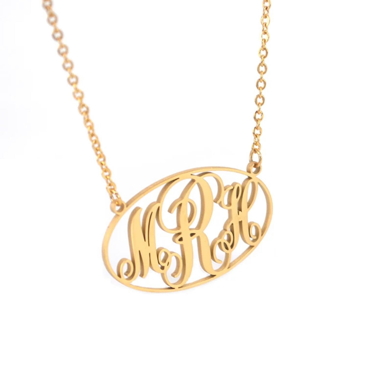 Oval Initial Monogram Necklace