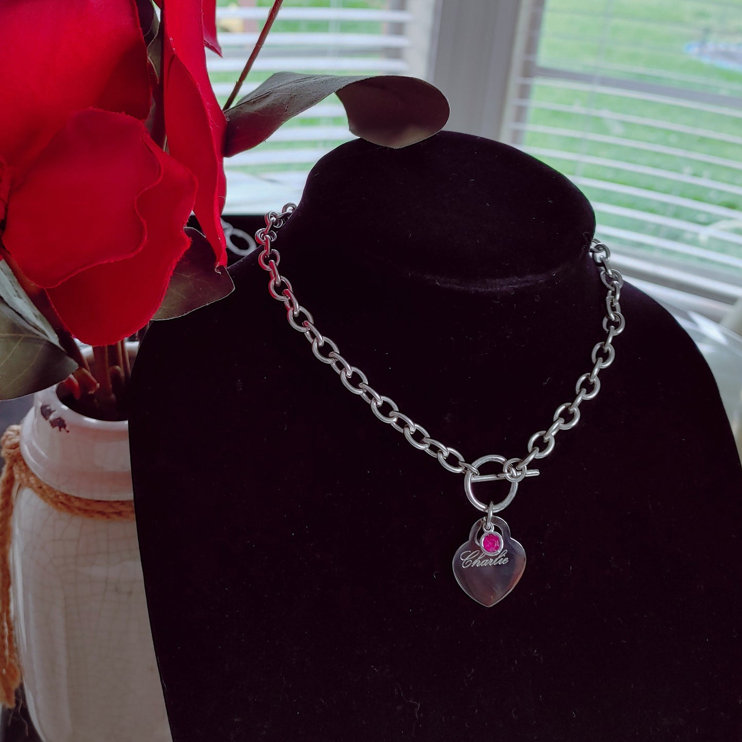 Heart Charm Choker *Free Engraving*