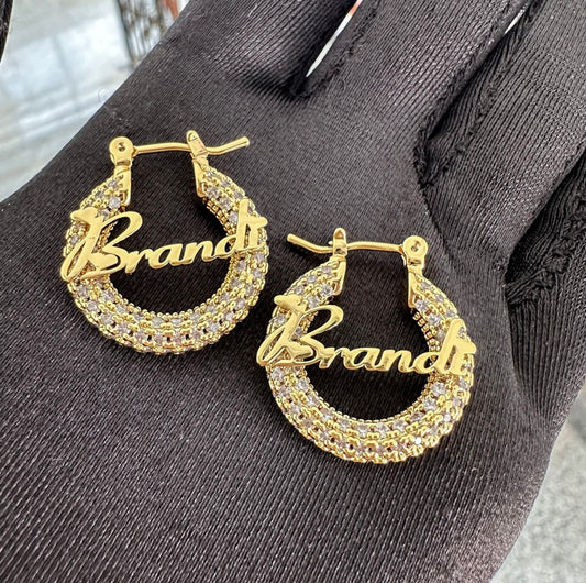 Diamond Mini Name Hoops