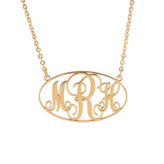 Oval Initial Monogram Necklace