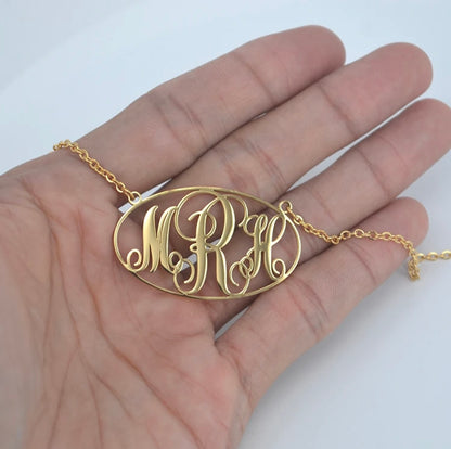 Oval Initial Monogram Necklace