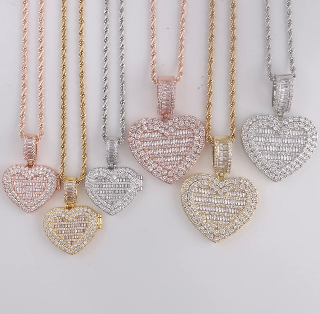 Large Diamond keepsake photo Locket (1.5")